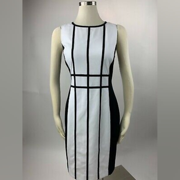 Calvin Klein Dresses & Skirts - Calvin Klein Size 8 Black & White Windowpane Sheath Dress. Worn once.